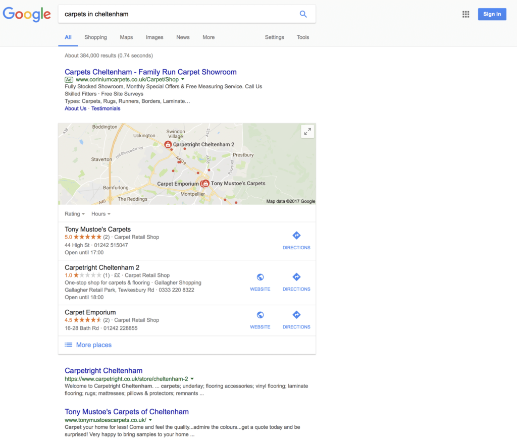 cheltenham local search example